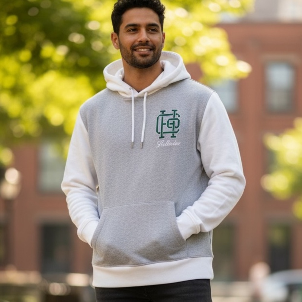 Hollister Heather Gray Hoodie with Dark Green Logo
